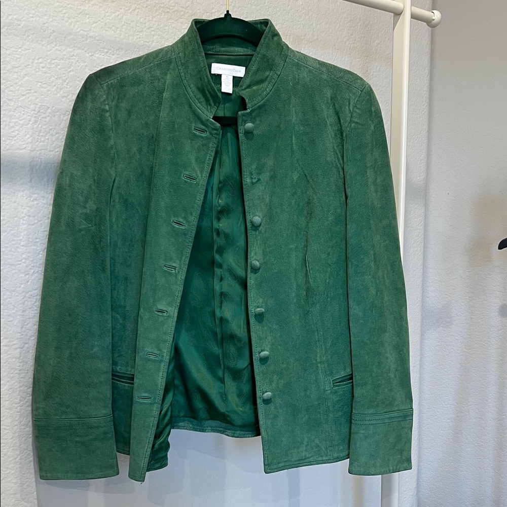Charter Club jade green suede jacket - size 6